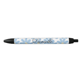 Tinta Negra Patrón Floral Azul - Bolígrafo Personalizado de Ti
