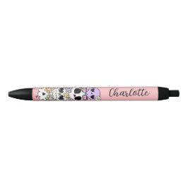 Tinta Negra Personaliza Bolígrafo Floral de Cráneo Espeluznant