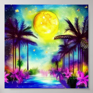 Tinta tropical de laguna y arte acuático