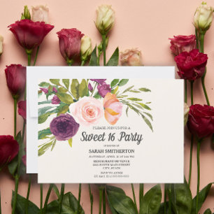 Tinte Floral Acuarela Rosa Púrpura Dulce 16