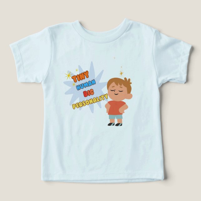 Tiny Human Big Personality Funny Kids T-ShiT-Shirt (Diseño delantero )