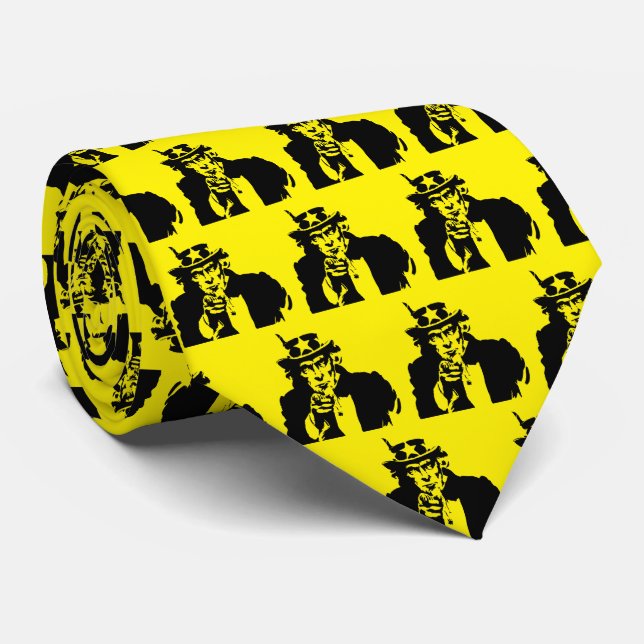 Tío Sam Arte Pop Corbata Amarilla Audaz (Enrollado)