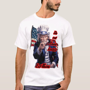 Tío Sam dice: "No fumes lentejas" en una camiseta