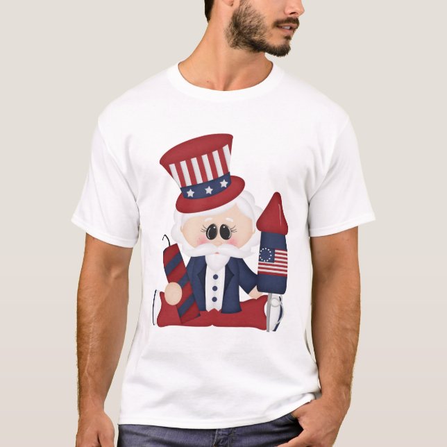 Tío Sam July Cuarto Camiseta Patriótica (Anverso)