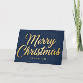 Típica Feliz Navidad en guión retro azul medianoch