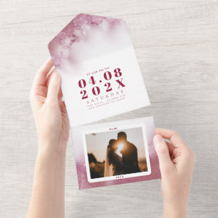Típlio moderno Boda Marble acuarela invitación
