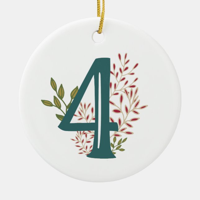 Tipo 4 ornamento floral de Enneagram del navidad (Frente)