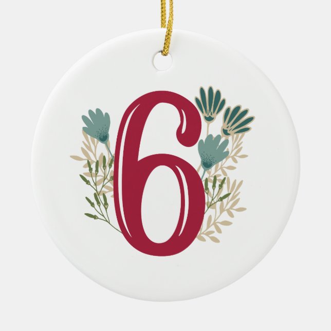 Tipo 6 ornamento floral de Enneagram del navidad (Frente)