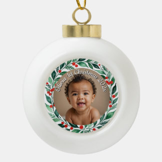 Tipo Bola adorno de cerámica de foto personalizada de navida