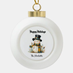 Tipo Bola Adorno de cerámica de muñeco de nieve de Navidad