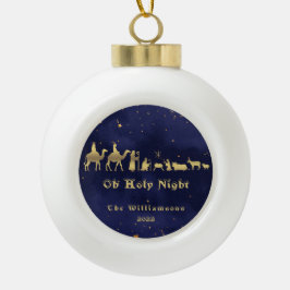 Tipo Bola Adorno de cerámica de Navidad Noche Santa de oro