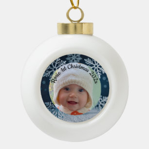 Tipo Bola adorno de cerámica navideño con foto personalizada