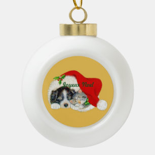 Tipo Bola Adorno de Navidad de Cerámica Cachorro y Gatito