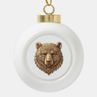 Tipo Bola Adorno de Navidad de cerámica de oso grizzly majes