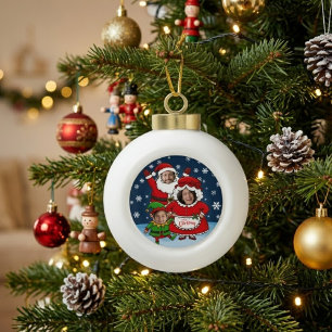 Tipo Bola Adorno Navideño de Cerámica Divertido con Rostros