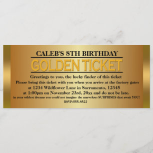 TIPO DE BOLETO DORADO Invitación a Cumpleaños