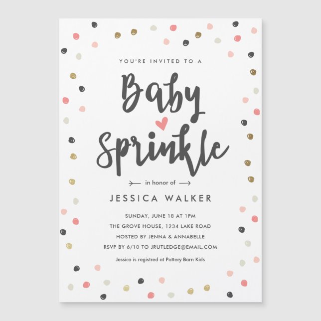 Tipo de confetti rosado lindo Invitación a rociar  (Anverso)