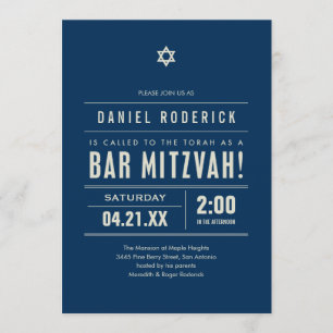 Tipo grande invitaciones de Mitzvah de la barra