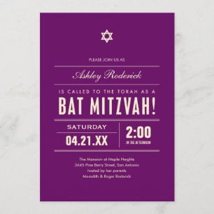 Tipo grande invitaciones de Mitzvah del palo