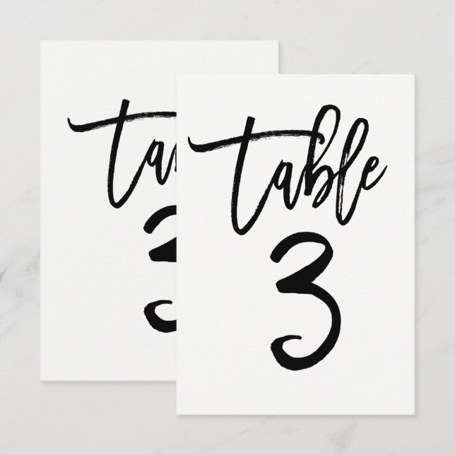 Tipo Negro Moderno Script Tendencia Número de Mesa (Anverso / Reverso)