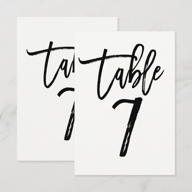 Tipo Negro Moderno Script Tendencia Número de Mesa (Anverso / Reverso)