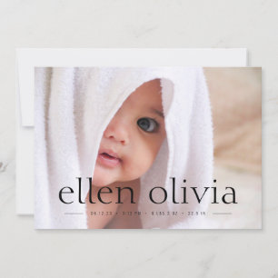 Tipo simple Niña Nacimiento Foto Invitación