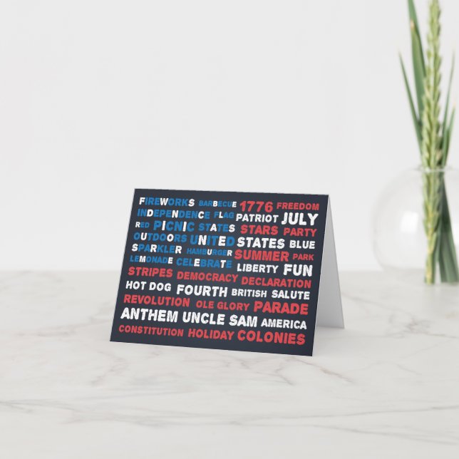 Tipografía 4 de julio Tarjeta de felicitación Fies (Anverso)