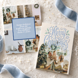 Tipografía azul de Feliz Navidad Foto Arqueada 