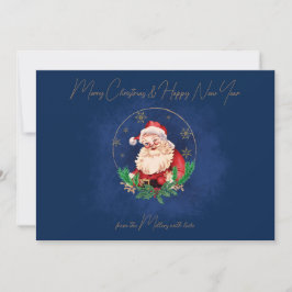 Tipografía azul roja Santa Claus Navidad vintage