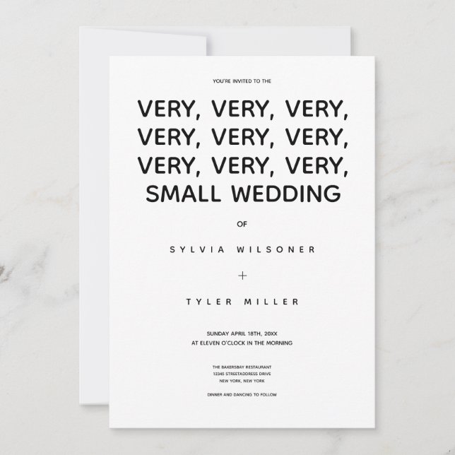 Tipografía blanca muy pequeña Boda negra mínima (Anverso)