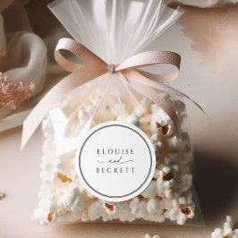 Tipografía Boda negro y blanco redondo Pegatina