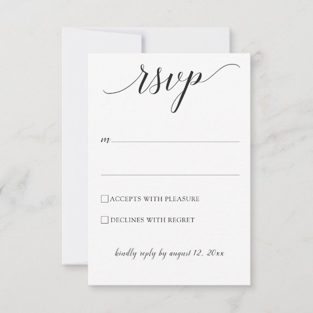Tipografía Boda RSVP / Tarjeta de respuesta (negro (Anverso)