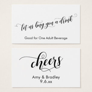 Tipografía Chic Script Boletos de Bebida en Blanco