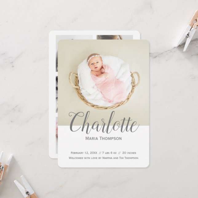 Tipografía Collage de fotos moderno Nacimiento de  (Anverso/Reverso In Situ)