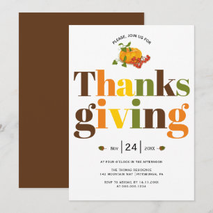 Tipografía colorida de calabaza Invitación de Acci