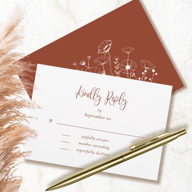 Tipografía con guión de terracota Boda floral RSVP (Subido por el creador)