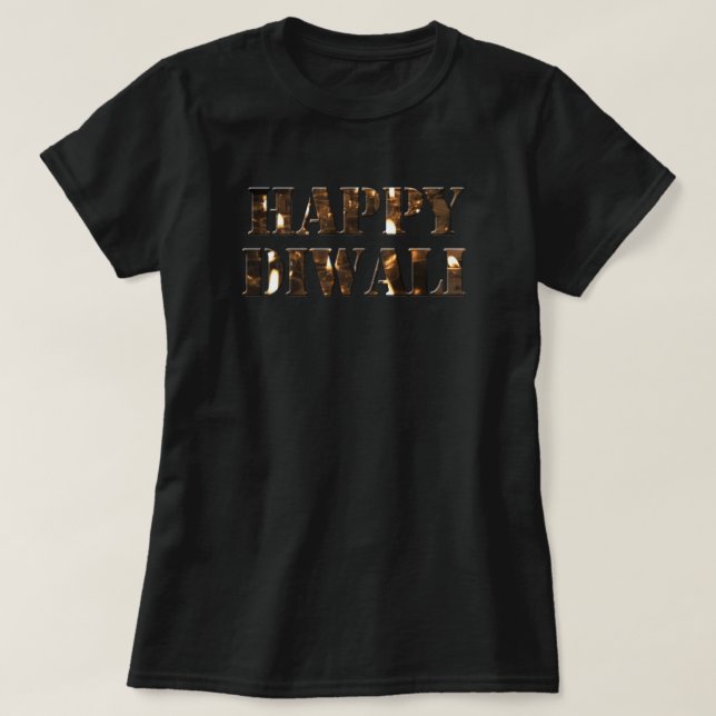 Tipografía con velas Feliz Diwali Camiseta (Diseño del anverso)