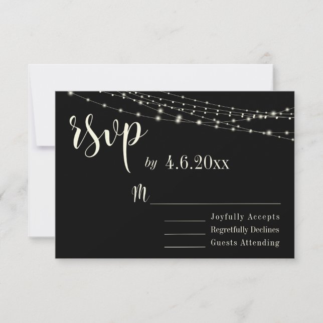 Tipografía Crema 30 sobre Negro con Luces, RSVP (Anverso)