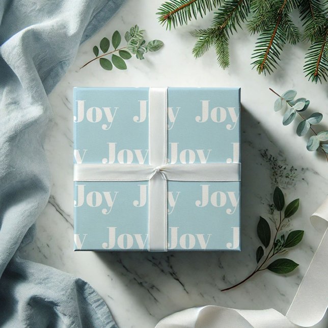Tipografía de alegría de papel de envolvimiento de (Christmas wrapping paper blue Joy pattern)