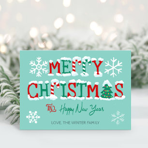Tipografía de árbol de Navidad copo de nieve