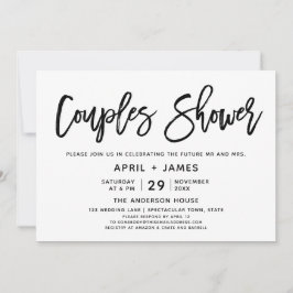 Tipografía de brocha Parejas Invitación de ducha