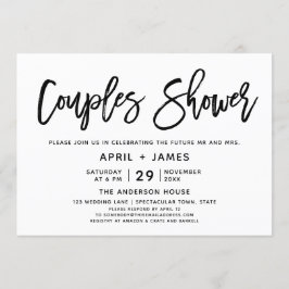 Tipografía de brocha Parejas Invitación de ducha