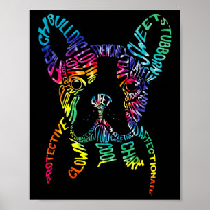 Tipografía de Bulldog Tie Dye Arte de Palabras Fre