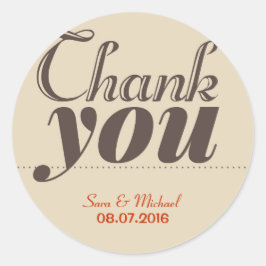 Tipografía de café marrón vintage Gracias Pegatina