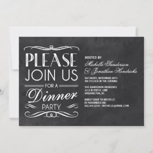 Tipografía de cartón  Invitación a Fiesta de cena