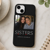 Tipografía de corazón de hermanas Foto negra