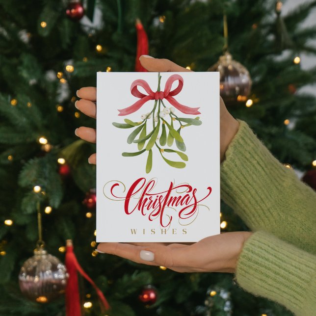 Tipografía de deseos de Navidad con muérdago acuar (Subido por el creador)