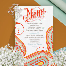Tipografía de época moderna Menú Boda de Persimmon