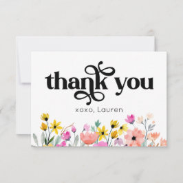 Tipografía de flores en acuarela agradecimiento pl