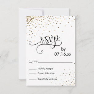 Tipografía de guión de confeti de oro falso RSVP